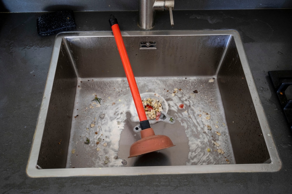 clogged drain in need of drain cleaning service